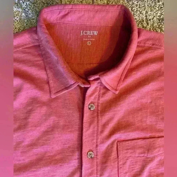 Mens J. Crew Dress Casual Shirt Pink /Salmon Button Down Cotton Large - Picture 6 of 11